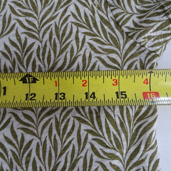 Ann Taylor Loft Leaf Print Linen Tie Front Top Women Size XS Green  Short Sleeve - Picture 7 of 8